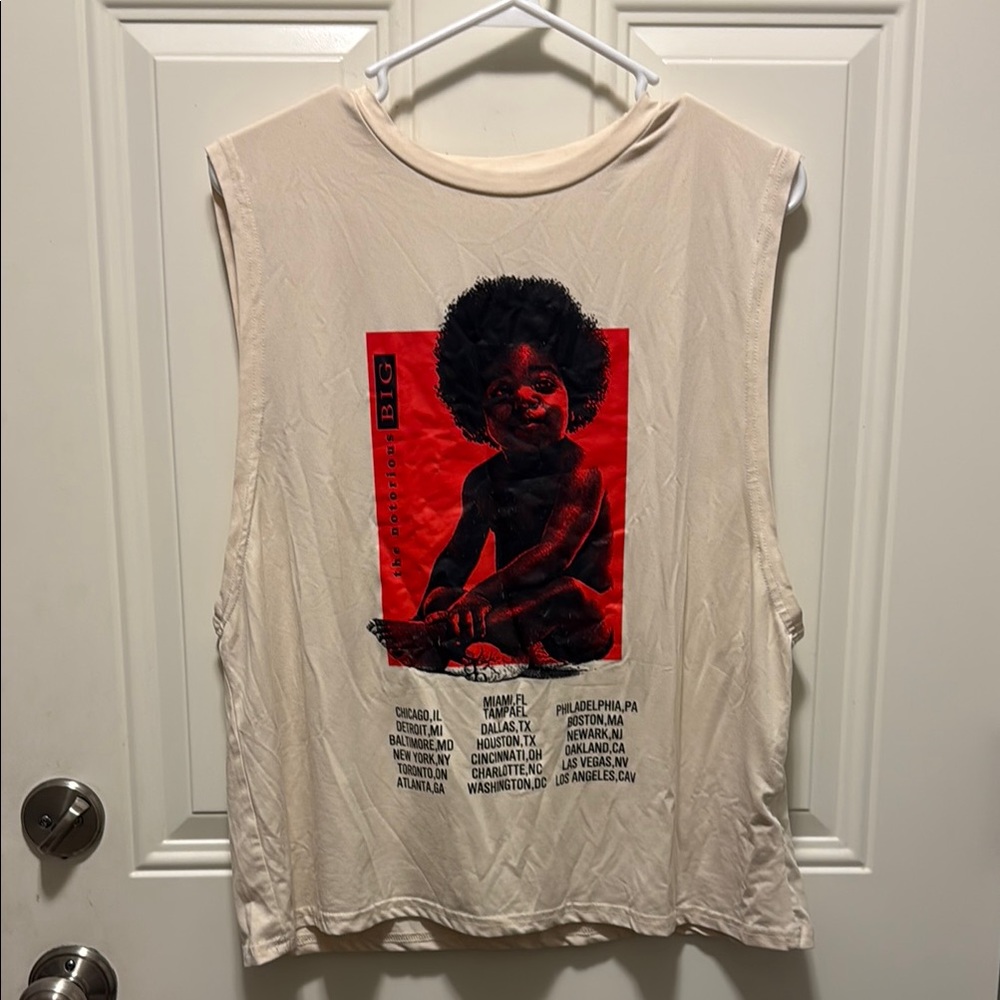 Cream Sleeveless Top with Red Graphic